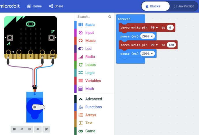Photo IoT prakticky – micro:bit obsluha udalostí od hardvéru, pripojenie serva a motorčeka