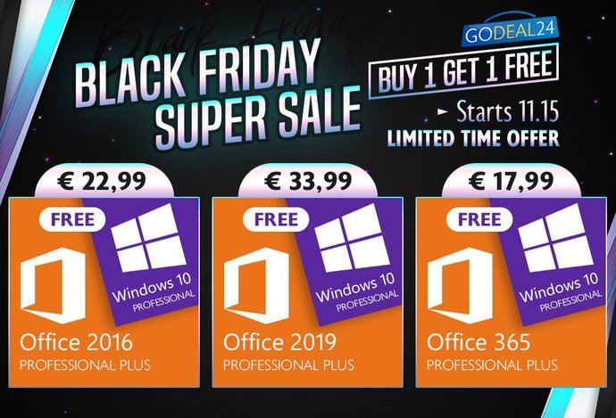 Photo Platené inzercia: Skvelý výpredaj Black Friday! Kúpte si Office za 30 EUR a získajte Windows 10 zadarmo