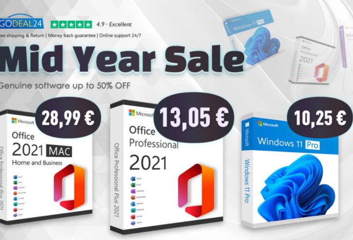 Photo Godeal24 Polročný predaj: Ušetrite až 90 % z ceny Microsoft Office 2021 za 13 € a Windows 11 za 10 €!
