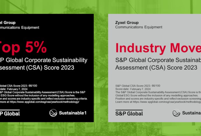 Photo Skupina Zyxel Group v TOP 5 % v ročenke udržateľnosti spoločnosti S&P Global