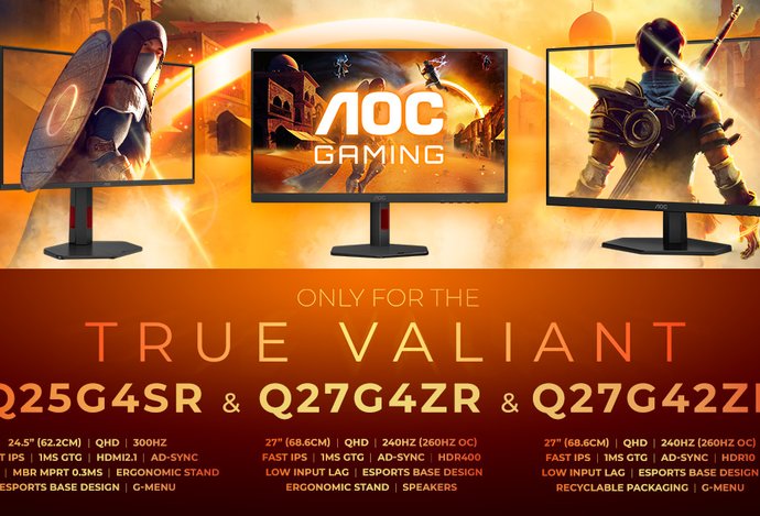 Photo AOC GAMING Q25G4SR, Q27G4ZR a Q27G42ZE: konkurenceschopný výkon 240/260 Hz a 300 Hz