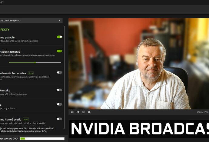 Photo Vylepšenie obrazu a zvuku pomocou aplikácie NVIDIA Broadcast