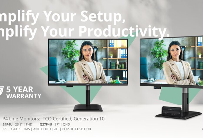 Photo Řada AOC Professional P4: 120Hz monitory s vysouvacími USB a pětiletou zárukou