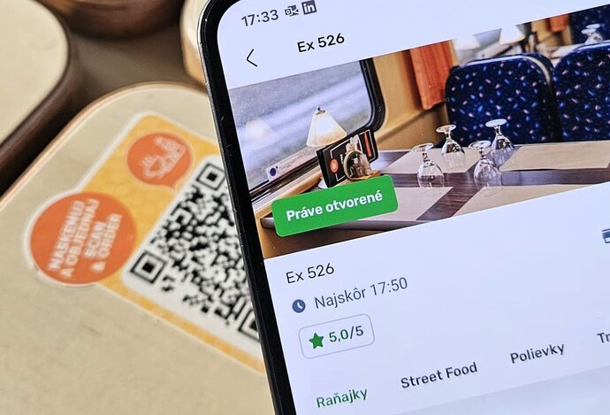 Photo Test: menu cez QR kód do 1. triedy ZSSK