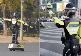 Photo Humanoidní roboti ako policajti na riadenie dopravy na rušných križovatkách  