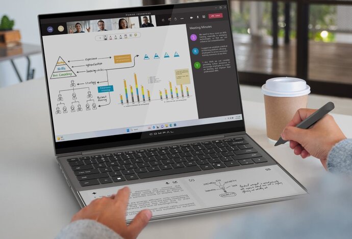 Photo Inovatívny koncept notebooku premieňa opierku notebooku na digitálny poznámkový blok 