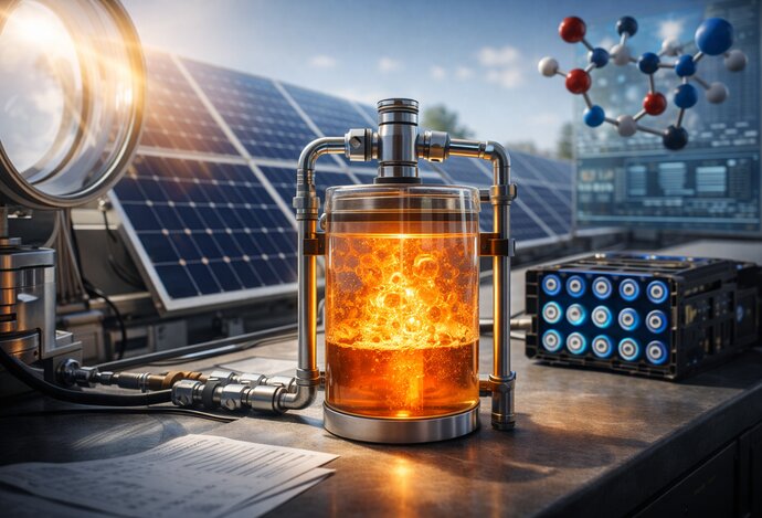 Photo Kvapalina na uskladnenie slnečnej energie vykazuje vyššiu kapacitu ako lítiové batérie
