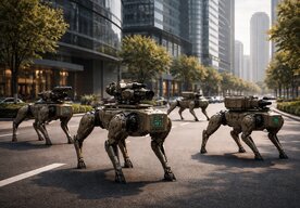 Photo Čínska armáda odhalila inteligentné robotické vlčie svorky pre mestský boj