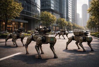 Photo Čínska armáda odhalila inteligentné robotické vlčie svorky pre mestský boj
