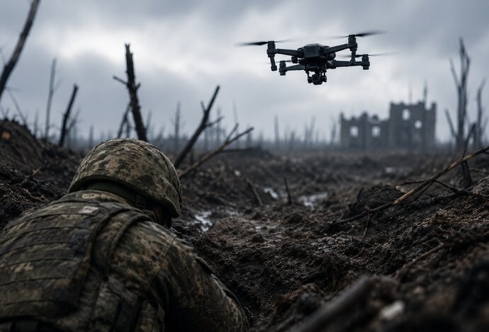 Photo Ruskí vojaci na bojisku prežijú vďaka dronom riadeným AI iba 20 až 30 minút