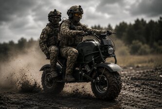 Photo Ukrajinská elektrická motorka s pohonom oboch kolies slúži v teréne aj ako zdroj elektrickej energie